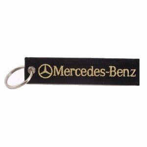 Mercedes-Benz Black-Gold Key Chain Fob Embroidered - NEW